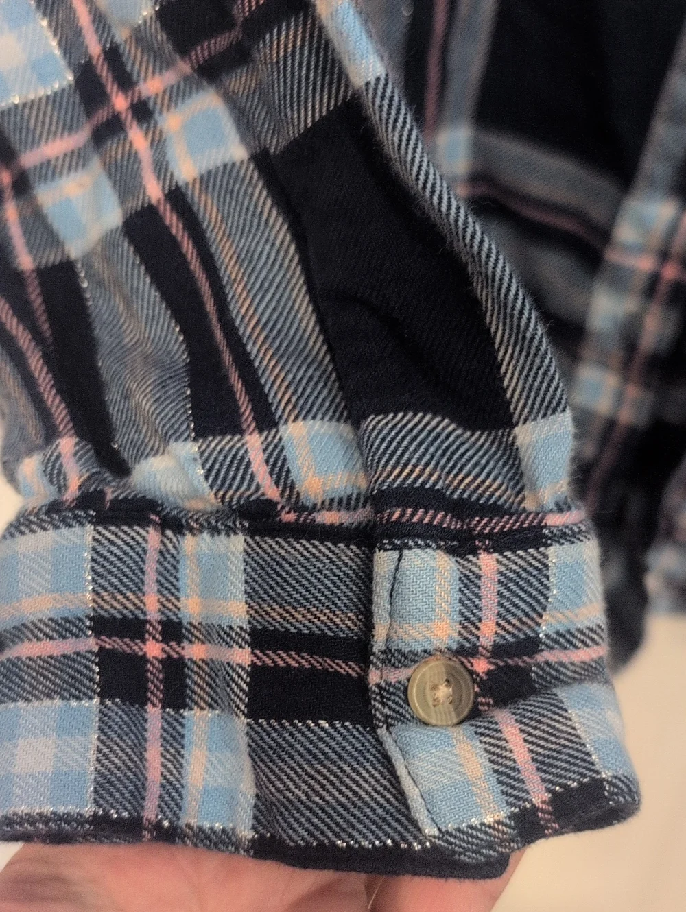Justice Dark And Light Blue Plaid Button-Up Shirt